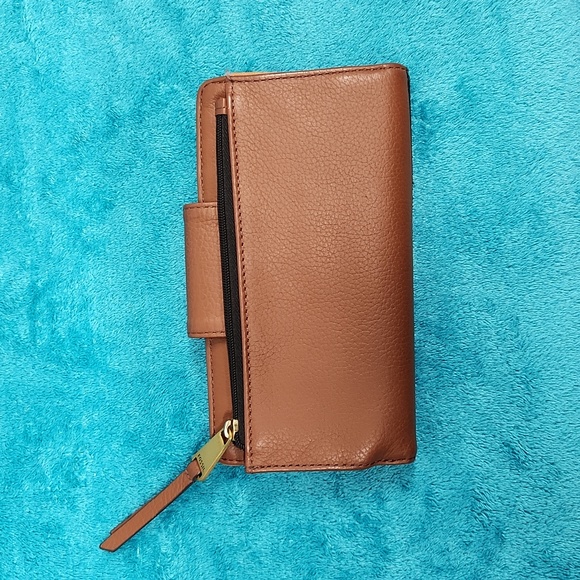 Fossil Red, Gold, Brown, and Black Bifold Leather Wallet - Picture 2 of 8